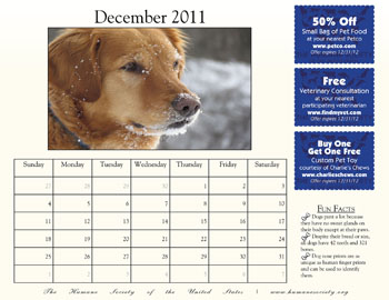 The Humane Society December Calendar